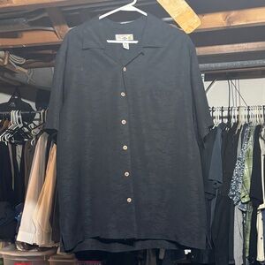 Caribbean Joe Black Casual Button Down Shirt
